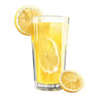 3d representación de un limón jugo vaso en transparente antecedentes png
