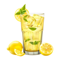 3d tolkning av en citron- juice glas på transparent bakgrund png