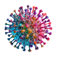 3D Rendering of a Colorful Virus Element on Transparent Background png