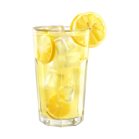 3d tolkning av en citron- juice glas på transparent bakgrund png