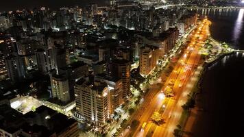 Florianopolis in Santa Catarina. Night aerial image in time lapse. video