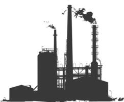 Silhouette industrial building factory black color only vector