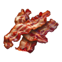 3d interpretazione di un' cucinato Bacon strisce su trasparente sfondo png