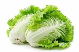 Fresh green leaf lettuce isolated on white background, perfect for healthy lifestyle and vegetarian diet concepts, related to nutrition and spring salads photo