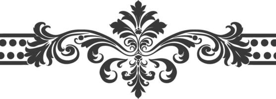 Silhouette horizontal line divider with Baroque ornament black color only vector