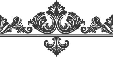 Silhouette horizontal line divider with Baroque ornament black color only vector