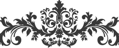 Silhouette horizontal line divider with Baroque ornament black color only vector