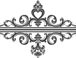 Silhouette horizontal line divider with Hearth shape ornament black color only vector