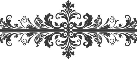 silueta horizontal línea divisor con barroco ornamento negro color solamente vector