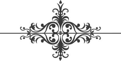 Silhouette horizontal line divider with Hearth shape ornament black color only vector