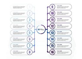 infografía proceso diseño con íconos y dieciséis opciones o pasos. vector