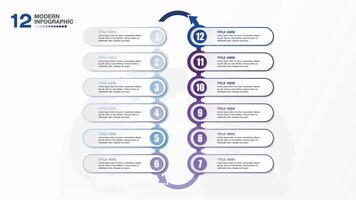 Blue tone circle infographic with 12 steps, process or options. vector