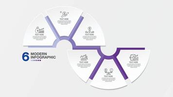 azul tono circulo infografía con 6 6 pasos, proceso o opciones vector