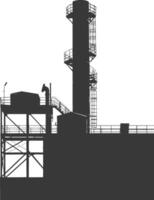 Silhouette industrial building factory black color only vector