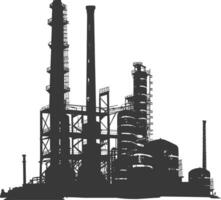 Silhouette industrial building factory black color only vector