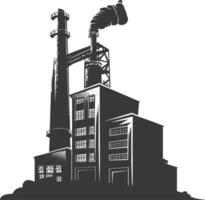 Silhouette industrial building factory black color only vector