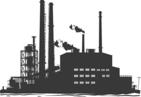 Silhouette industrial building factory black color only vector