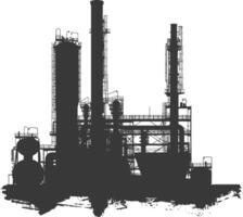 Silhouette industrial building factory black color only vector