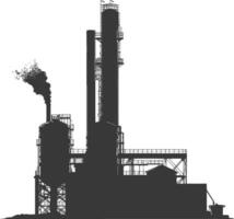 Silhouette industrial building factory black color only vector