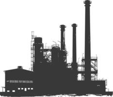 Silhouette industrial building factory black color only vector