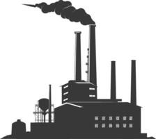 Silhouette industrial building factory black color only vector