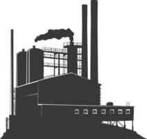 Silhouette industrial building factory black color only vector