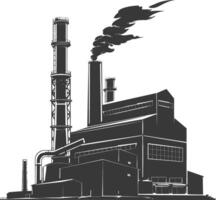 silueta industrial edificio fábrica negro color solamente vector