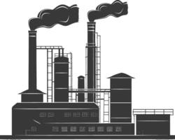 Silhouette industrial building factory black color only vector