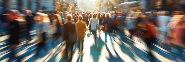 blurred Crowd of People Walking, dynamic photo