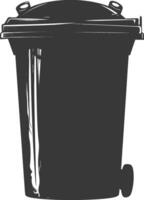 Silhouette rubbish bin or trash bin black color only vector