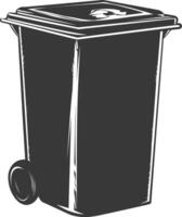 Silhouette rubbish bin or trash bin black color only vector