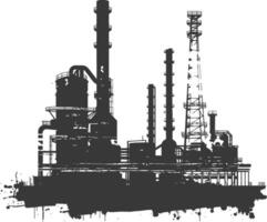 Silhouette industrial building factory black color only vector