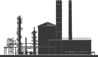 Silhouette industrial building factory black color only vector