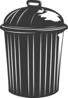 Silhouette rubbish bin or trash bin black color only vector