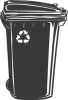 Silhouette rubbish bin or trash bin black color only vector