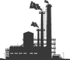 Silhouette industrial building factory black color only vector