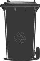 Silhouette rubbish bin or trash bin black color only vector