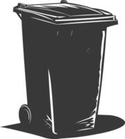 Silhouette rubbish bin or trash bin black color only vector