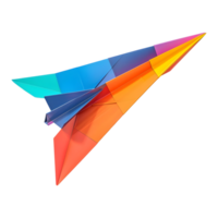 3d le rendu de une coloré papier avion jouet sur transparent Contexte png