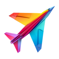 3d le rendu de une coloré papier avion jouet sur transparent Contexte png