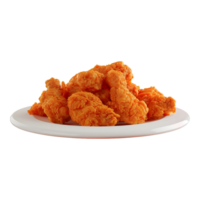 3D Rendering of a Crispy Fried Wings in a Plate on Transparent Background png