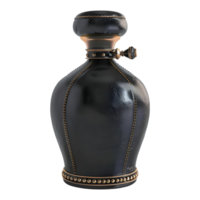 3d representación de un negro lujo perfume botella en transparente antecedentes png