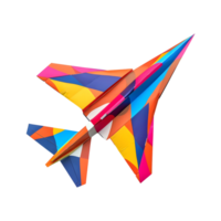 3D Rendering of a Colorful Paper Plane Toy on Transparent Background png