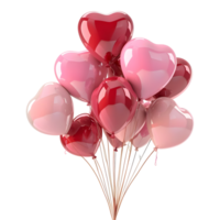 3d Renderização do uma colorida Rosa e vermelho celebração balões em transparente fundo png
