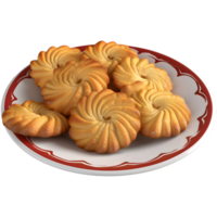 3d le rendu de une des biscuits dans une assiette sur transparent Contexte png