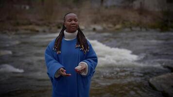 One Female Person Holding Stones In Hand Shot in Slow Motion video