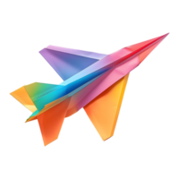 3d le rendu de une coloré papier avion jouet sur transparent Contexte png