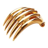 3d representación de un oro metal pelo garra acortar en transparente antecedentes png