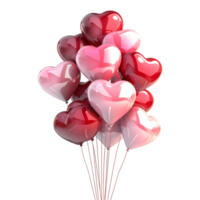 3d interpretazione di un' colorato rosa e rosso celebrazione palloncini su trasparente sfondo png
