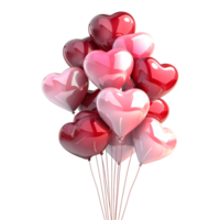 3d le rendu de une coloré rose et rouge fête des ballons sur transparent Contexte png